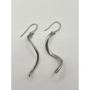 925 Sterling Silver Wavy Dangle Earrings